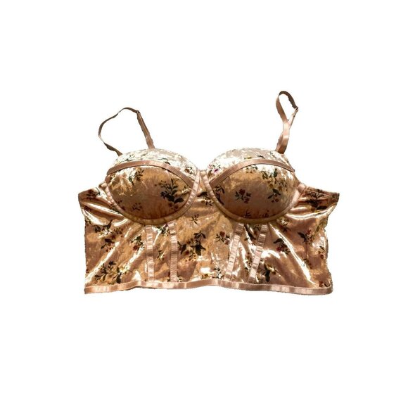 Haute Monde Bra Womens Extra Large Crop Bustier Bralette‎ AOP Flower Ladies - Picture 1 of 8